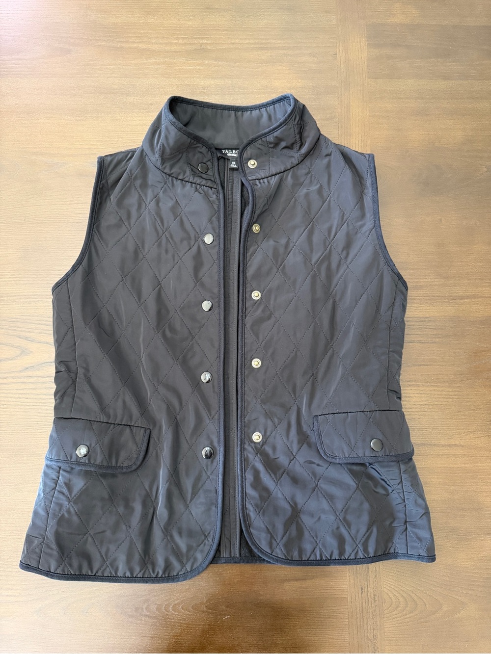 Talbots Black Quilted Vest XS Preppy Equestrian Style